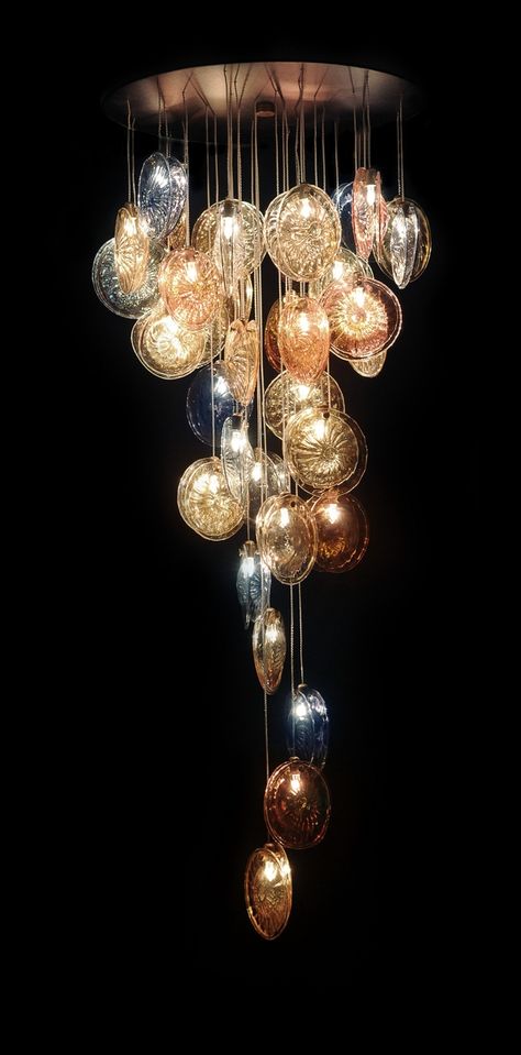 Pendant Lighting-Shell Bogor, Hand Blown Glass Chandelier, Blown Glass Chandelier, Diy Lampe, Deco Luminaire, Blown Glass Art, Lampe Design, Beautiful Chandelier, Glass Pendant Light