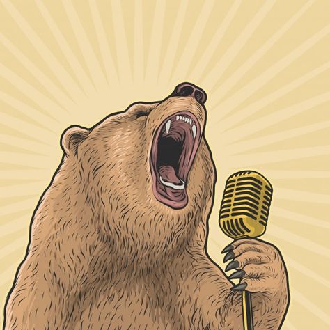 Bear singing loud with vintage michropho... | Premium Vector #Freepik #vector #music #kids #nature #character