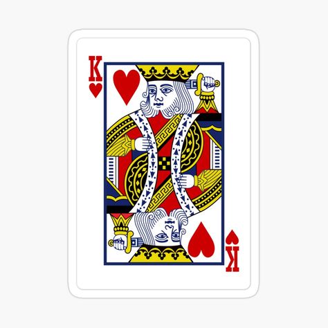 Get my art printed on awesome products. Support me at Redbubble #RBandME: https://www.redbubble.com/i/sticker/King-of-Hearts-playing-cards-by-PanosTsalig/52160859.EJUG5?asc=u King Of Hearts Card, Spanish Playing Cards, A Playing Card, King Of Cups, King Card, Hearts Playing Cards, King Of Hearts, Face Card, Some Games