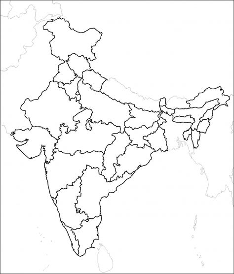 Blank Outline India map Outline Map Of India, Blank World Map, India World Map, Map Of India, Map Sketch, Physical Map, Outline Images, Geography Map, Union Territory