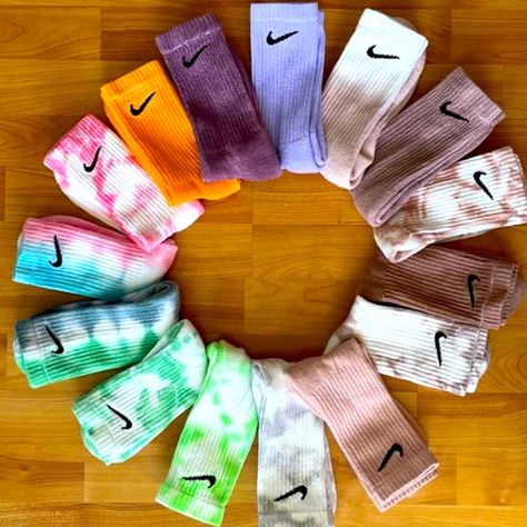 Shop hawthangers's closet or find the perfect look from millions of stylists. Fast shipping and buyer protection. Brand new Nike socks select your color below! Cute Nike Socks, Colored Nike Socks, Nike Socks Aesthetic, Tie Dye Nike Socks, Nike Rosa, Summer Thrift, Clothes Nike, Socks Aesthetic, School Suplies