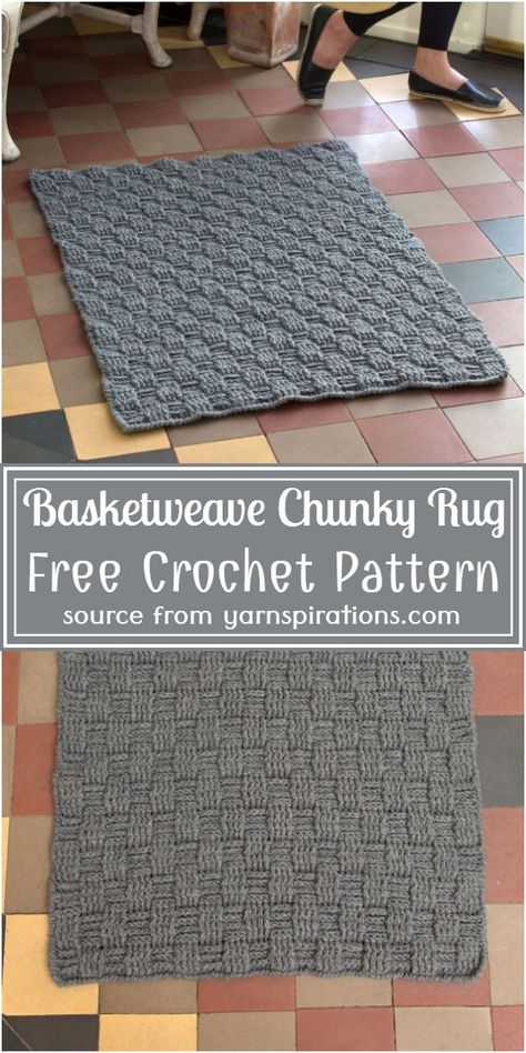 Crochet Basketweave Chunky Rug Free Pattern #freecrochetpattern #crochetbasketweave #freecrochetbasketweave #freecrochetbasketweavepattern Crochet Rug Living Room, Crocheted Bathroom Rugs, Crochet A Rug Free Pattern, Crochet Boho Rug Free Pattern, Rugs Crochet Pattern Free, Crochet Kitchen Mat, Crochet Mat Rug Free Pattern, Crochet Rectangle Rug Pattern Free, Crochet Kitchen Rug Free Pattern