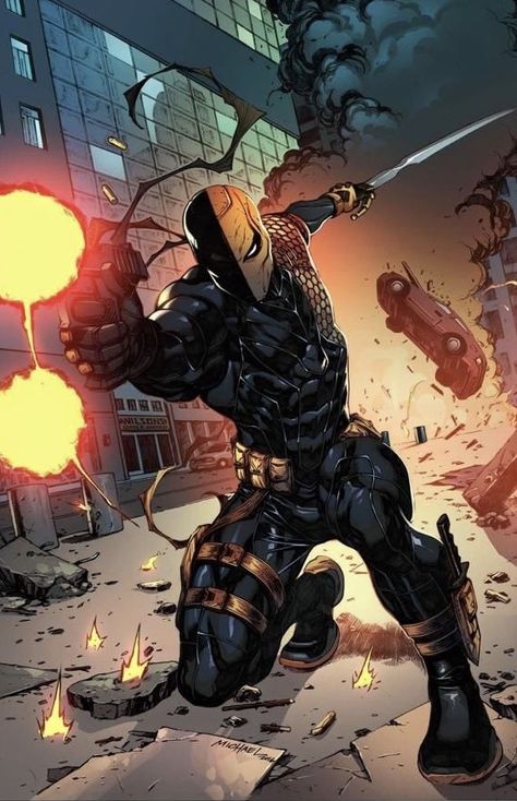 Deathstroke Deathstroke Comics, Dc Deathstroke, Art Dc Comics, Deathstroke The Terminator, Comics Anime, Comic Villains, Univers Dc, Arte Dc Comics, Dc Villains