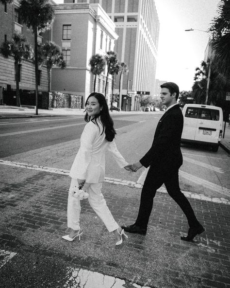 downtown city elopements are quickly becoming a favorite of mine 🤍 had so much fun running through the streets of Tampa with these newlyweds. 🥹 • • • keywords: documentary photography, cinematic photography, visual poetry, storytelling, love, couples photoshoot, tampa elopement, travel photographer, couples inspo, romcom, movie scenes, city elopement, downtown tampa, elopement photographer 🏷️ #floridaphotographer #tampaphotographer #stpeteweddingphptographer #tampaweddingphotographer #desti... Murrieta California, Couples Photo Ideas, Night Photoshoot, Silk Wedding Gown, Colorful Arrangements, Anniversary Shoot, Europe Wedding, New York Winter, Portugal Wedding