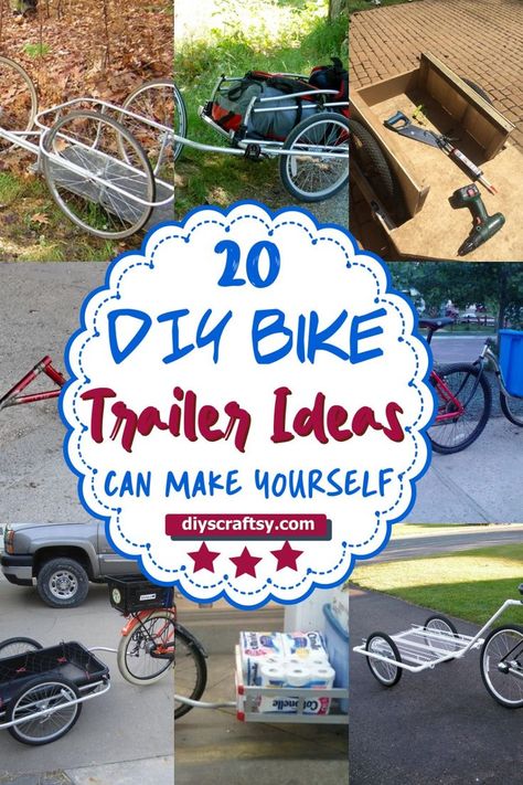 DIY Bike Trailer Ideas Kids Bike Makeover, Diy Bike Trailer, Bicycle Cargo Trailer, Homemade Trailer, Bike Cargo Trailer, Bicycle Trailers, Camping Trailer Diy, Bicycle Camping, Bicycle Diy
