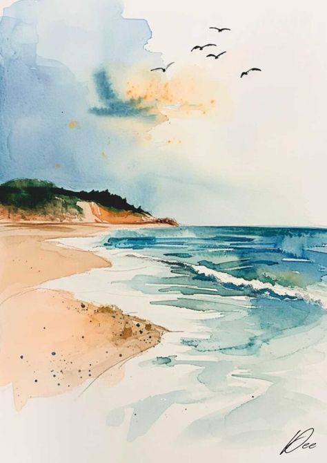 45+ Watercolor Painting Ideas for Beginners: Fun and Easy Techniques to Get Started - Artsydee - Drawing, Painting, Craft & Creativity Watercolor Paintings Tutorials Beginners, Farm Scene Painting, Watercolor Painting Ideas For Beginners, Beautiful Watercolor Paintings, Watercolor Painting Ideas, Easy Landscape Paintings, Vibrant Florals, Watercolor House Painting, Learn Watercolor Painting