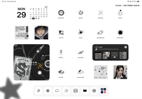 Ipad Layout Aesthetic, Kpop Homescreen Wallpaper, Kpop Homescreen, Ipad Layout, Ipad Lockscreen, Layout Aesthetic, Ipad Organizer, Ipad Essentials, Ipad Computer