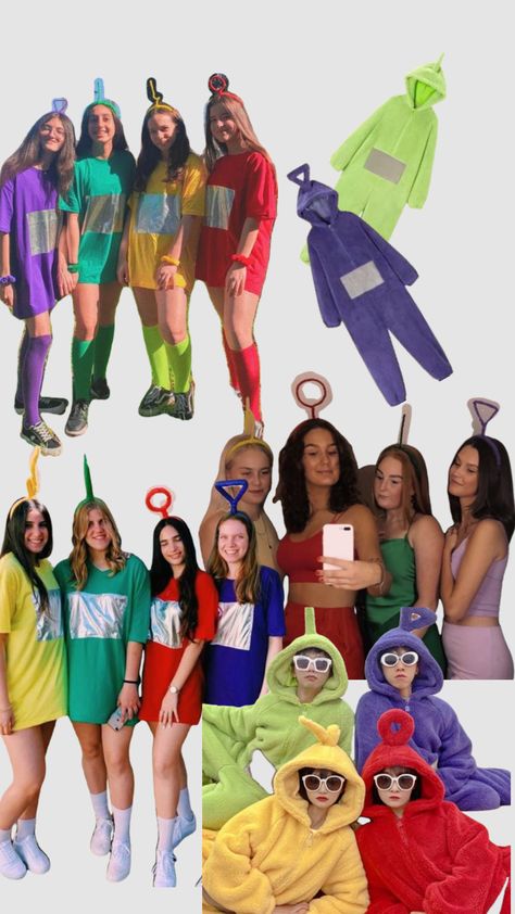 Teletubbies Rave Outfits, Teletubbies Costume, Cute Group Halloween Costumes, Group Halloween, Group Halloween Costumes, Halloween Disfraces, Halloween Outfits, Get Dressed, 1st Birthday