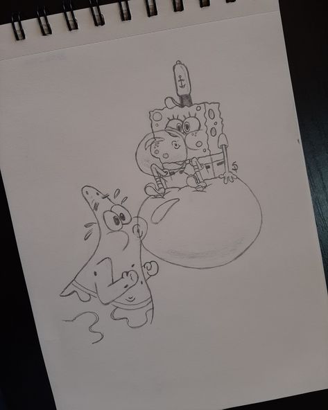 Sponge Bob Sponge Bob And Patrick Drawing, Sponge Bob Sketch, Sponge Bob Doodle, Sponge Bob Drawing, Patrick Drawing, Drawing Sky, Avengers Drawings, Color Pencil Sketch, سبونج بوب