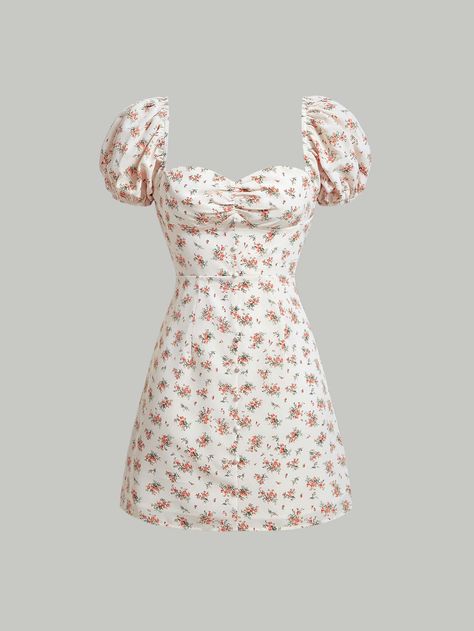 Multicolor Boho Collar Short Sleeve Woven Fabric Ditsy Floral A Line Embellished Non-Stretch  Women Clothing Floral Mini Dress Pink, Birthday Dresses Shein, Cute Flower Outfits, Short Floral Dress Outfit, Flower Dress Outfit, Flower Dresses Outfit, Floral Clothes, Floral Dress Outfits, Modest Dresses Casual