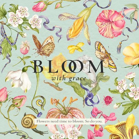 Floral Template, Bloom With Grace, About Butterfly, Motifs Textiles, Ad Poster, Personal Growth Quotes, Free Illustration Images, Classic Feminine, Butterfly Poster