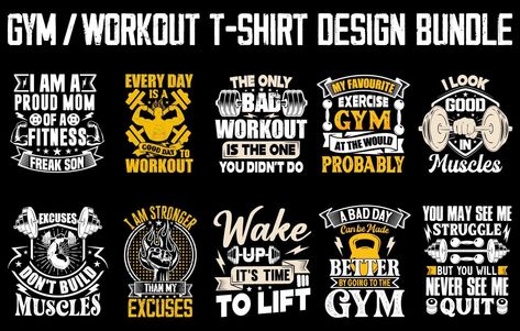 Gym T shirt design Bundle, Gym motivational quote, Workout inspirational shirt design, Fitness t shirt design Gym Shirt Design, Gym T Shirt Design, Gym Tshirt Design, Crossfit Tshirts, Typography Shirt Design, Gym T Shirt, Jersey Pattern, Typography Shirts, Gym Quote