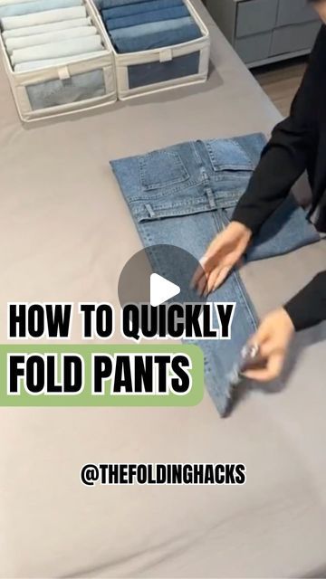 Cloths Folding For Travel, Fold Trousers How To, Easy Folding Clothes Hacks, How To Fold Clothes For A Suitcase, Pant Folding Trick, How To Fold A Pants, Folding Pants On Hanger, How To Fold Shorts For Packing, How To Fold Pants For Travel Suitcases