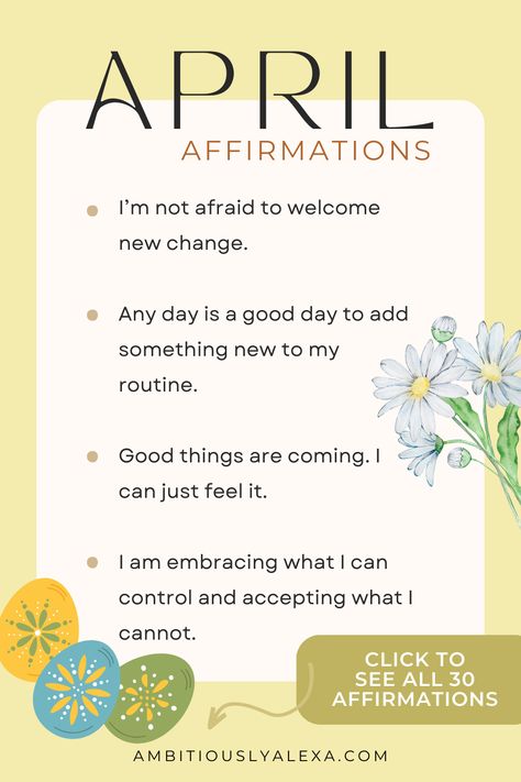 april affirmations April Aesthetic Quotes, April Motivational Quotes, April Quotes Funny, April 1st Quotes, April Affirmations, New Month Affirmations, Month Affirmations, Birth Month Meanings, Monthly Affirmations