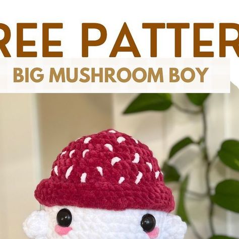 Amigurumi Patterns, Mushroom Amigurumi, Big Mushroom, Boy Crochet Patterns, Crochet Store, Easy Crochet Animals, Quick Crochet Patterns, Crochet Mushroom, Beginner Crochet Tutorial