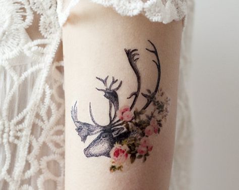 Browse unique items from ArrowTattoo on Etsy, a global marketplace of handmade, vintage and creative goods. Tattoo Antlers, Reindeer Tattoo, Tattoo Temporary, Tattoo Wrist, Roses Tattoo, Body Stickers, Arrow Tattoo, Fake Tattoo, Tattoo Pattern