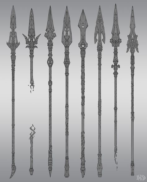 ArtStation - Spear Gungnir, Oleg Bulatnikov Odin Spear Gungnir, Polearm Designs Art, Odins Spear Tattoo Design, Spear Reference Drawing, Polearms Design, Spears Design Art, Odin Spear Tattoo, Cool Spears Design, Spear Drawing Reference