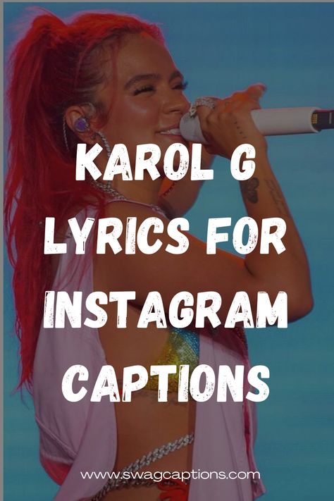 Discover the perfect Instagram captions with these catchy Karol G lyrics! From her latest albums, immerse yourself in the rhythm and find the ideal words to express yourself. Whether it's "KG0516" or "KG0516 World Tour Live," Karol G's empowering lyrics will elevate your posts to the next level! #KarolGLyrics #InstagramCaptions #MusicInspiration #CatchyLyrics #KG0516 #KarolGLyricsInspo #KarolGMusic #InstagramQuotes #MusicQuotes #EmpoweringLyrics Karol G Song Lyrics, Karol G Captions For Instagram, Karol G Lyrics Captions, Karol G Captions, Reggaeton Quotes, Karol G Quotes, Karol G Lyrics, Karol G Tattoos, Concert Quotes