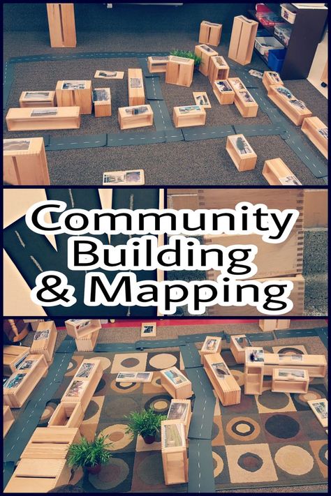 A hands-on approach to building your community.  Children love constructing and being able to walk through their community.  Real photos help teach mapping and community buildings. Community Helpers Preschool Activities Reggio, Community Jobs Kindergarten, Community Mapping, Community Map, Community Helper Lesson, Community Helpers Kindergarten, Community Jobs, Community Helpers Theme, People Who Help Us