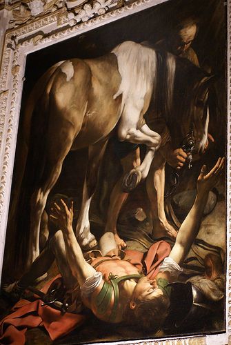 Caravaggio, Conversione di San Paolo (Bekehrung des hl. Paulus/Conversion of St. Paul), Cappella Cerasi, Santa Maria del Popolo, Roma   Michelangelo Merisi (o Amerighi), noto come il CARAVAGGIO (Milano, 29 settembre 1571 – Porto Ercole, 18 luglio 1610)  #TuscanyAgriturismoGiratola Conversion Of St Paul, Michelangelo Caravaggio, Caravaggio Paintings, Masterpieces Painting, Baroque Painting, William Adolphe Bouguereau, San Paolo, Italian Baroque, Baroque Art