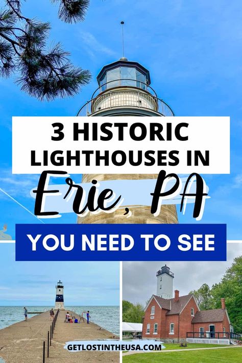 Discover the maritime charm of Erie, PA with its three historic lighthouses. From Presque Isle's sentinel to North Pier's guiding beacon and the old Land Lighthouse, explore the unique lighthouse history along Lake Erie's shores in Pennsylvania.. Lake Erie Lighthouses, Lake Erie Ohio, Presque Isle State Park, 2024 Travel, Erie Pennsylvania, Lighthouse Keeper, Presque Isle, Erie Pa, Lake Erie