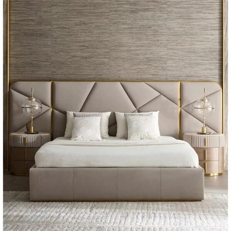 Modern Luxury Bedroom Furniture, Leather Bedroom Furniture, King Size Bed Designs, Bedroom Sets Furniture King, Luxury Headboard, Leather Bedroom, Large Headboard, Fabric Upholstered Bed, Bed Headboard Design