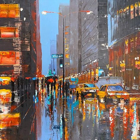 Paul Kenton on Instagram: “Evening Stroll in New York.. www.paulkenton.com #artist #art #painting #paintinginoils #oilpainting #britishartist #artlovers #artbuyers…” New York Oil Painting, Cyberpunk Painting Acrylic, Paul Kenton Art, Places And Spaces Gcse Art, Oil Painting City, Paul Kenton, Transport Art, New York Painting, Gcse Art Sketchbook