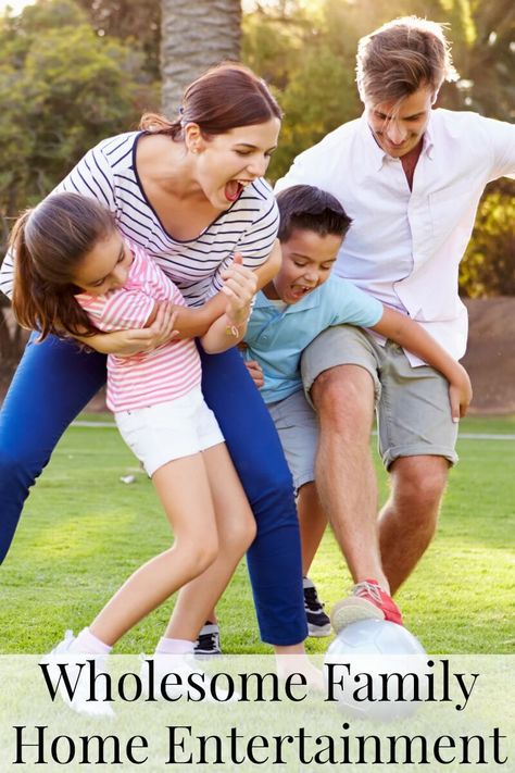 Looking for wholesome family home entertainment to build family bonds and have fun together? 25+ fun, wholesome ideas - Family Playing Soccer In Park Together Fun Games To Play Outside, Games To Play Outside, Family Games To Play, Fun Games To Play, Play Outside, Board Games For Kids, Fun Board Games, Family Friendly Activities, Family Bonding