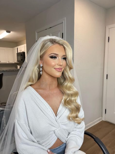 Glam Bride Makeup, Bride Hair Down, Bridal Hair Down, Glam Wedding Makeup, Glam Bride, Bridesmaid Hair Makeup, Bridal Hair Inspiration, Long Hair Wedding Styles, Wedding Makeup Looks