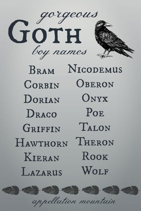 Fantasy Book Name Ideas, Witchy Baby Names, Dark Names For Characters, Spooky Names, Goth Baby Names, Dnd Familiar, Gothic Names, Vampire Names, Dauntless Aesthetic