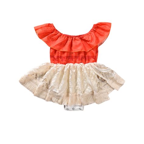 Moana Fancy Dress, Ruffle Tulle Dress, Princess Fancy Dress, Baby Moana, Lace Outfits, Onesie Dress, Book Week Costume, Dress Book, Moana Birthday