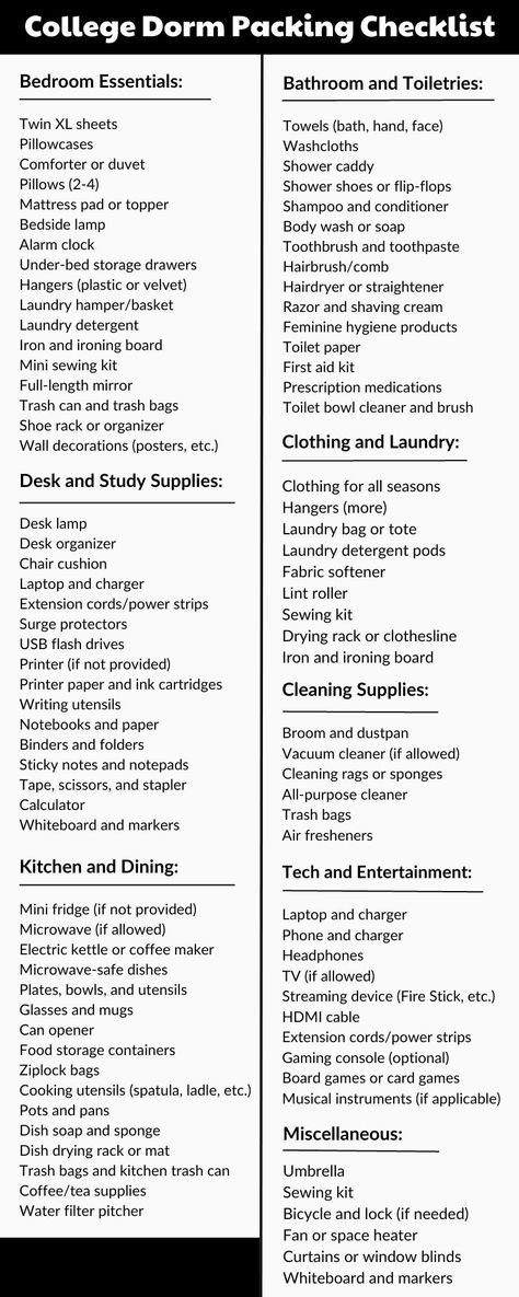 College Dorm Room Checklist Freshman College Dorm Checklist, Men College Dorm Ideas, College Dorm Room Essentials Freshman Year, How To Decorate Dorm Room, Dorm Room Checklist Freshman Year Boys, College Dorm Room Essentials List, Dorm Checklist For Girls Freshman Year, Dorm Room Essentials List For Guys, Minimalist List Of Essentials