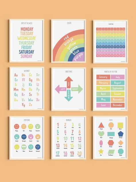 Printable Educational Posters, Playroom Printables, Classroom Posters Free, Kindergarten Posters, Emotions Posters, Free Poster Printables, Playroom Posters, Learning Poster, Educational Wall Art