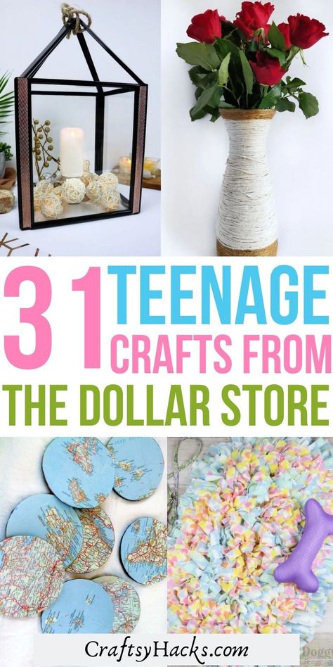 Easy Dollar Store Crafts, Middle School Crafts, Cheap Diy Home Improvements, Crafts For Teenagers, Diy Dollar Tree Gifts, Creative Diy Crafts, Cheap Diy Home, Fun Crafts For Teens