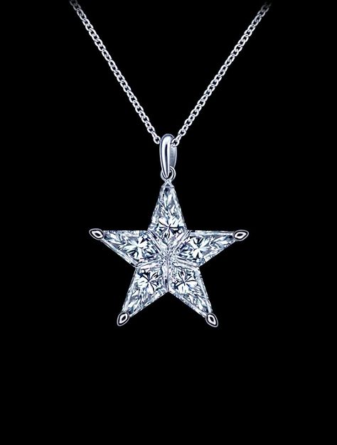 0.38 Ct Natural Star Diamond (Made Of 5 Kite Cut Diamonds) Pendant On 18k White Gold - Jewelry blog Dimond Necklace, Simple Heart Necklace, Diamond Star Necklace, Gold Pearl Jewelry, Love Pendant, Book Jewelry, Treble Clef, Diamond Star, Star Jewelry