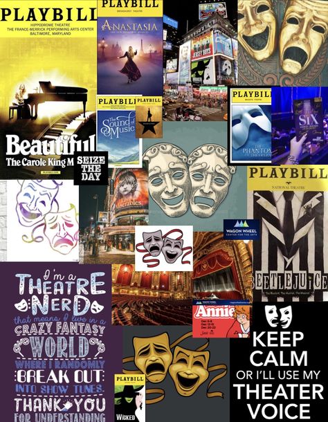 Musical Theatre Collage, Theater Collage, Musicals Wallpaper, Theatre Collage, Collage Lockscreen, Theatre Aesthetic, Musical Wallpaper, History Background, Iphone Themes