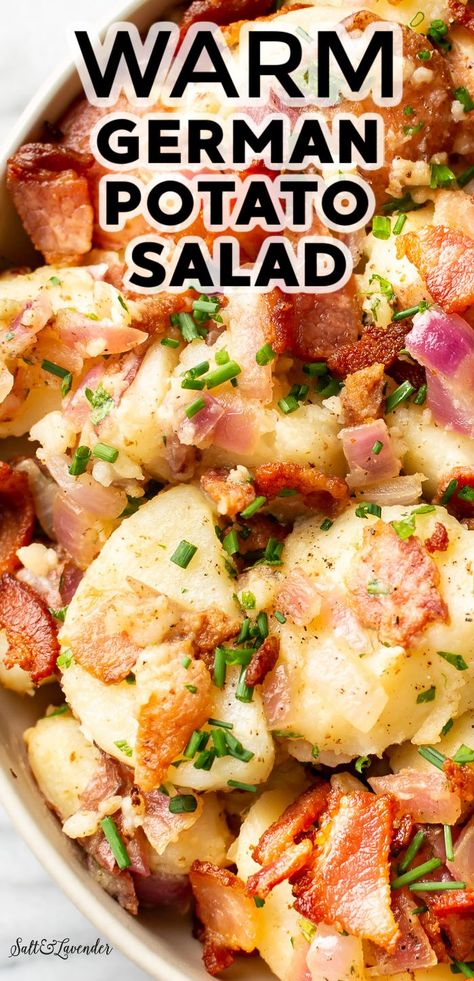 Essen, Warm German Potato Salad Recipe, German Potato Recipes, German Potato Salad Recipe, German Food Authentic, Warm Potato Salads, German Potato, Bacon Potato Salad, German Potatoes