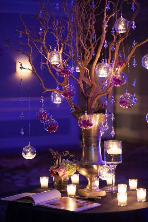 Elemental Wedding Theme, Tangled Rapunzel Wedding Theme, Purple Enchanted Forest Theme Quinceanera, Tangled Wedding Ideas, Tangled Centerpieces, Tangled Theme Quinceanera, Sweet 16 Purple Theme, Quinceañera Centerpieces Ideas, Tangled Quinceanera Theme