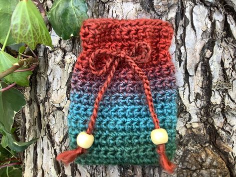 Handmade Crochet Bag Pouch for Crystals, Runes, Coins, Trinkets, Dice, Wicca, Pagan, Faery, Hippy by TheSpiritofStitch on Etsy Yarn Crafts, Crochet Bag Pouch, Colour Blending, Crystal Dice, Handmade Crochet Bags, Variegated Yarn, Types Of Yarn, Drawstring Pouch, Purse Pouch