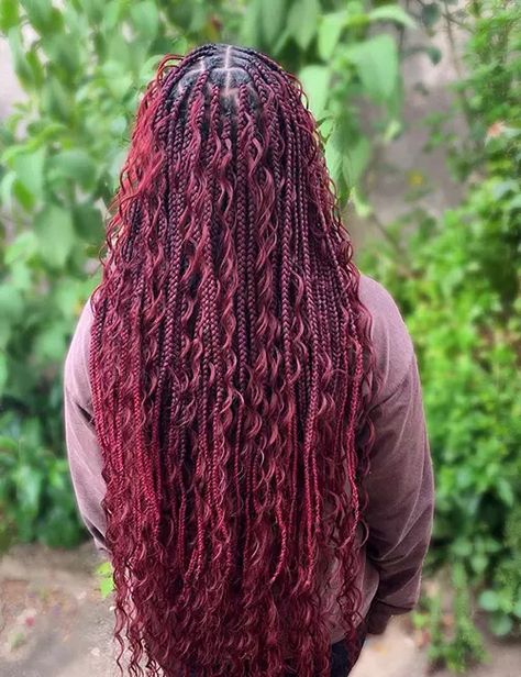 Burgundy Knotless, Hairstyles Knotless, Knotless Braids Hairstyles, Burgundy Box Braids, Red Box Braids, Braiding Hair Colors, Braided Styles, Colored Braids, Goddess Braids Hairstyles