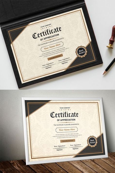 Certificate Template | Instant Download - Customize Personalize - Award Template - DIY Printable Graphic Design Kit Certificate Appreciation, Certificate Design Inspiration, Gold Letterpress Wedding Invitations, Awards Certificates Design, Certificate Layout, Appreciation Certificate, Diploma Design, Graduation Certificate Template, Desain Ui