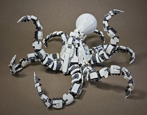 intricate LEGO sculptures by mitsuru nikaido reimagine animals as mecha-style robots Robot Octopus Concept Art, Robot Octopus, Gambar Robot, Octopus Robot, Lego Structures, Couples Disney, Dragon Nest Warrior, Poses Manga, Bionicle Mocs