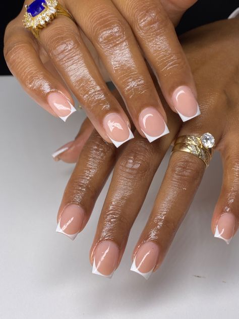 Simple Nail Designs For Natural Nails, Short French Tip Acrylic Nails On Black Women, Micro French Tip Nails Coffin, Super Short French Tip Acrylic Nails, Off White Nails Short, Very Short French Tip Acrylic Nails, Short Outlined French Tip Nails, Really Short French Nails, Nurse Acrylic Nails