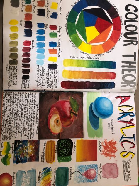 Colour Palette Sketchbook Page, Colour Sketchbook Page, Colour Analysis Sketchbook, Colour Theory Gcse Page, Colour Page Gcse Art, Colour Theory Art Page, Colour Studies Gcse Art, Colour Page Art Gcse, Art Gcse Colour Theory