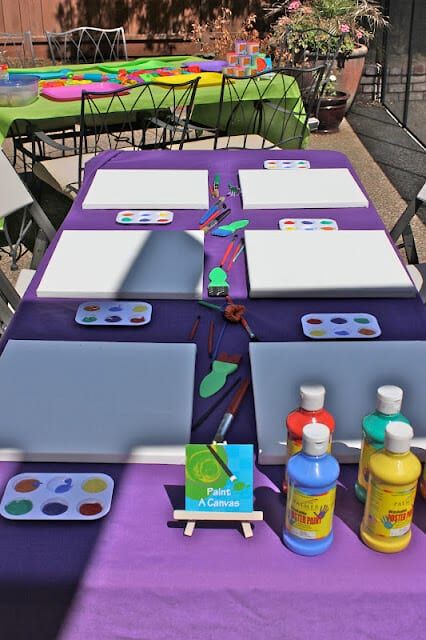6 Easy Ways To Throw An Art Party Art Party Activities, Kids Art Party, Art Themed Party, Tangled Birthday Party, Rapunzel Birthday Party, Painting Birthday Party, Artist Birthday, Tangled Birthday, Rapunzel Party