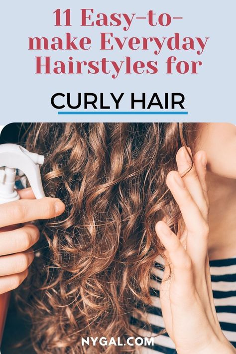 Everyone loves naturally curly hair, but it is not always the easiest thing to take care of. It can also be difficult to find cute ways to wear it because, well, it’s curly, right?Finding a cute hairstyle for curly hair doesn’t have to be difficult or time-consuming. Check out our 11 easy to create hairstyles for curly hair that will make the other office girls jealous. | natural and easy hairstyles for curly hair | NYGal magazine | beauty Hairstyles For Interview, Easy Hairstyles For Curly Hair, A Cute Hairstyle, Hairstyle For Curly Hair, Easy Professional Hairstyles, Curly Hair Up, Easy Work Hairstyles, Quick And Easy Hairstyles, Curly Hair Ponytail