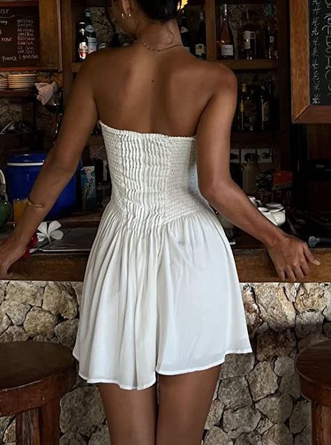 Follow the link to shop this ROAONOCOMO Strapless Off Shoulder Bodycon Mini Dress Sexy Hollow Out Bandeau Tube Dresses Club Party Short Dress Beach Wear Strapless Sundress Short, Beach Party Dress Night, Strapless White Mini Dress, White Tube Top Dress, Latina Outfit, Party Short Dress, Tube Dresses, Party Dress Night, Tube Mini Dress