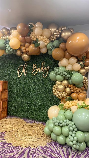 Tania DFW Balloon Stylist on Instagram: "“Oh Baby” 🤎We haven’t done a time lapse in a while! I love seeing the process! You have to trust the process! 😍 We loved the outcome! #woodlandbabyshower #woodland #sagegreen #balloon #balloonartist #balloon #fyp #timelapse #balloonartist #babyshower #balloonarch #garland #dallas #momsofinstagram #babyshowerinspo #gold #balloons" Safari Balloon, Jungle Balloons, Baby Shower Balloon Arch, Balloon Business, Balloon Garland Diy, Birthday Decorations Kids, Tropical Baby Shower, Decoracion Baby Shower, Garland Diy