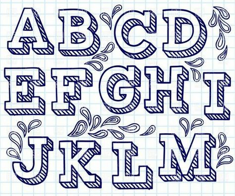 Diseño de letras mayúsculas en 3D (1ra parte) Shaded Letters, Cool Letter Fonts, Font Alfabet, Fonts To Draw, Lettering Alfabeto, Hand Drawn Font, Design Alphabet, Writing Fonts, Alfabet Letters