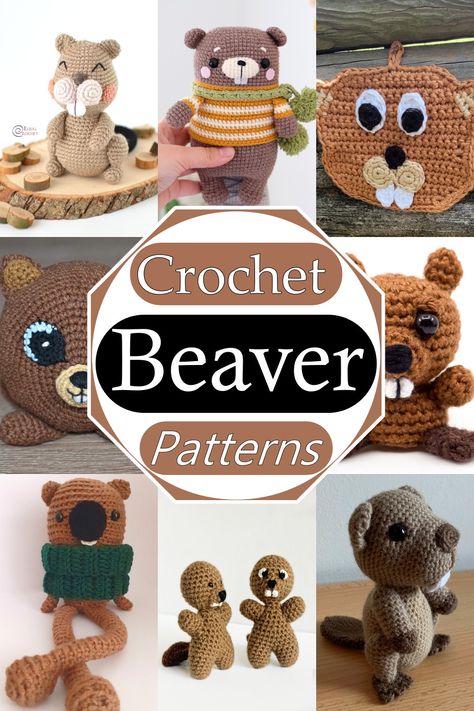 10 Crochet Beaver Patterns For Kids Amigurumi Patterns, Amigurumi Beaver Free Pattern, Beaver Crochet Free Pattern, Crochet Beaver Pattern Free, Beaver Crochet, Crochet Beaver, Beaver Teeth, Patterns For Kids, Unique Crochet